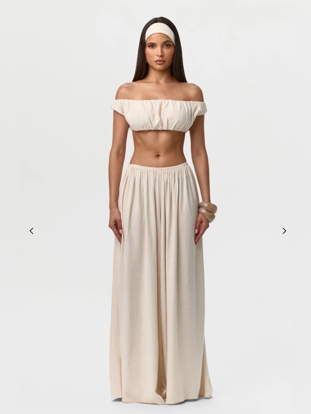 Naked Wardrobe Linen Pleated Palazzo Pants Petite Cream